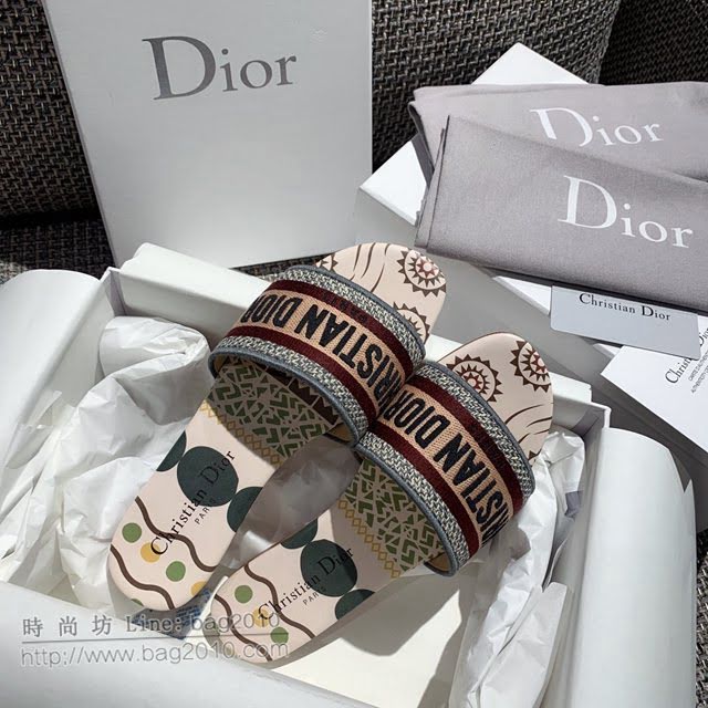 DIOR女鞋 迪奧2021專櫃新款磨砂新大底涼拖 Dior一字型刺繡平拖  naq1500